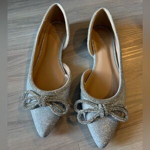 A New Day Silver Juliette Bow Ballet Flats in Women’s Size 9.5